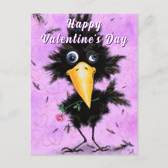 Postale Carte de la Saint-Valentin drôle d'oiseau (Devant)