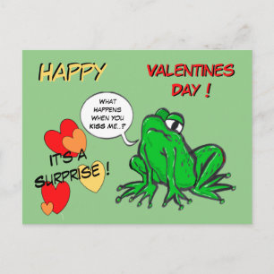 Postale Carte de la Saint-Valentin Grenouille Verte