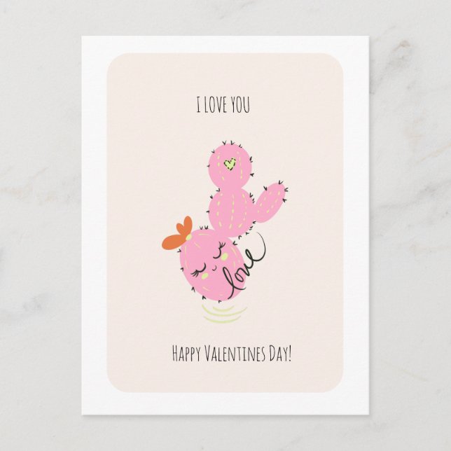 Postale Carte de la Saint-Valentin gribouillée de cactus r (Devant)
