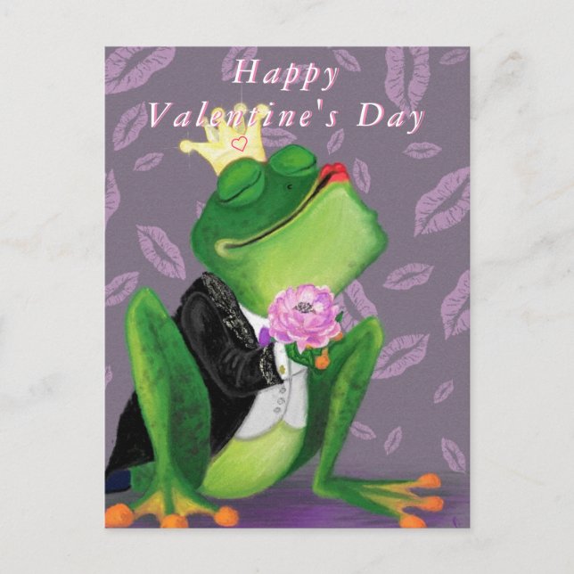 Postale Carte de la Saint-Valentin Prince Grenouille Drôle (Devant)