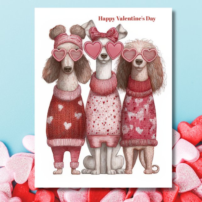 Postale Carte de la Saint-Valentin pullover coeurs de chie (Créateur téléchargé)