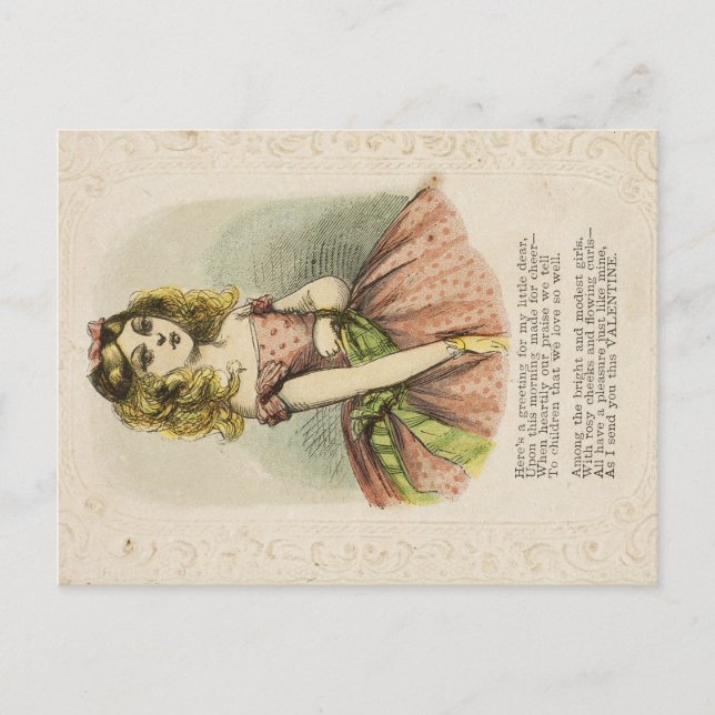 Postale Carte de la Saint-Valentin romantique rétro, 19e s (Devant)