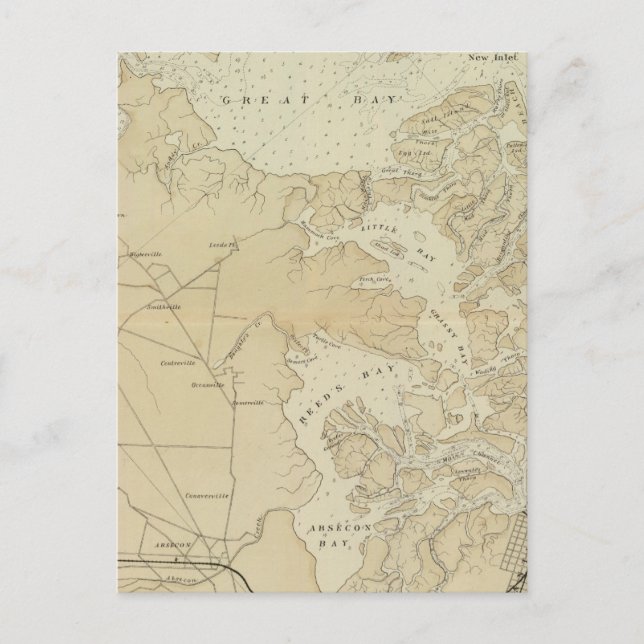 Postale Carte de la section côtière de Tuckerton à Absecon (Devant)