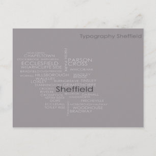 Postale Carte de la typographie de Sheffield