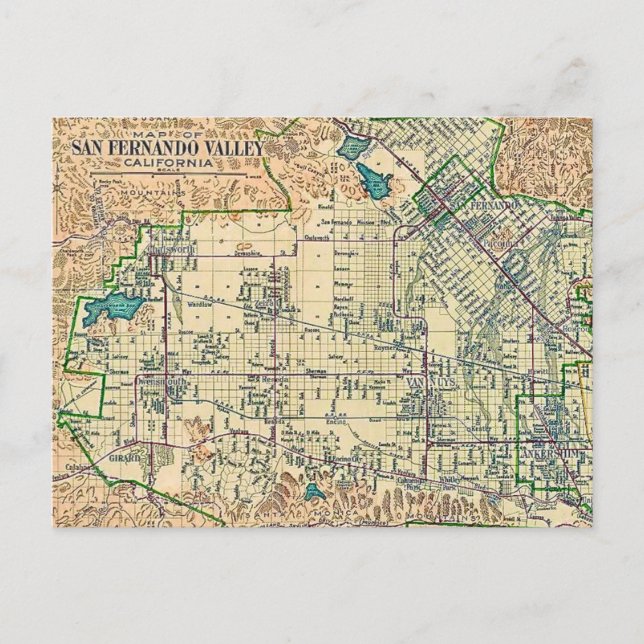 Postale Carte de la vallée de San Fernando sur carte posta (Devant)