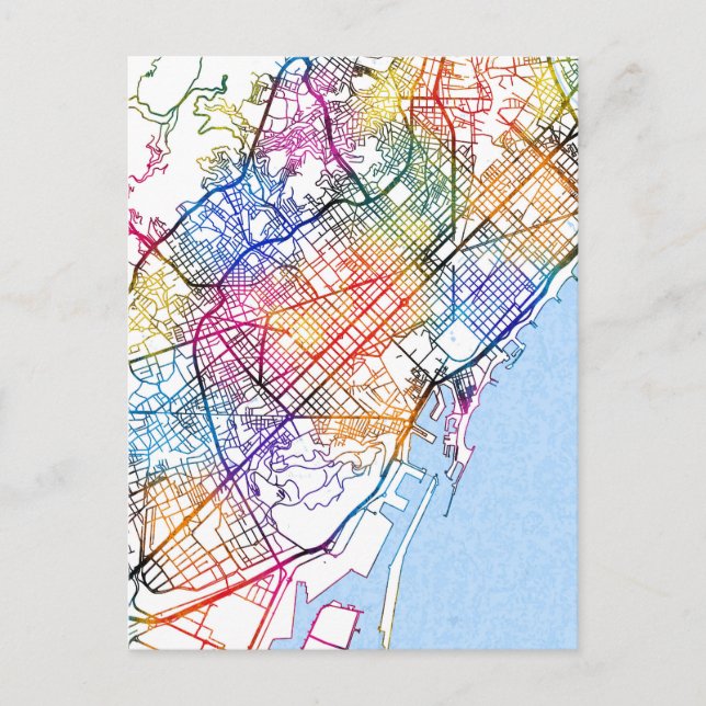 Postale Carte de la ville de Barcelone (Devant)