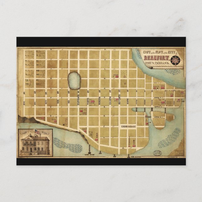 Postale Carte de la ville de Beaufort Caroline du Sud (186 (Devant)