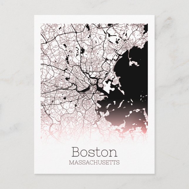 Postale Carte de la ville de Boston (Devant)