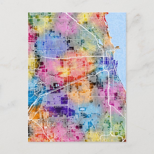 Postale Carte de la ville de Chicago Illinois (Devant)