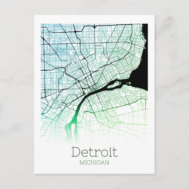 Postale Carte de la ville de Detroit (Devant)