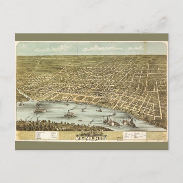 Postale Carte de la ville de Memphis Tennessee (1870) (Devant)