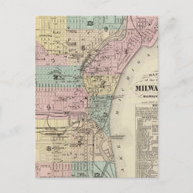Postale Carte de la ville de Milwaukee, Milwaukee Co (Devant)