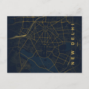 Postale Carte de la ville de New Delhi, Inde, design minim