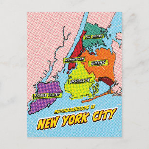 Postale Carte de la ville de New York illustrée par Pop Ar