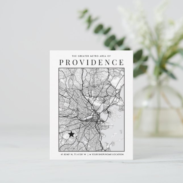 Postale Carte de la ville de Providence + repère d'emplace (Debout devant)
