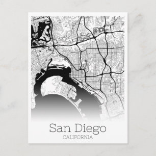 Postale Carte de la ville de San Diego