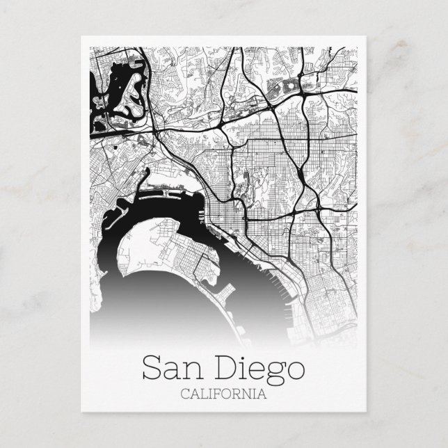 Postale Carte de la ville de San Diego (Devant)