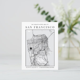 Postale Carte de la ville de San Francisco + Marqueur d'em
