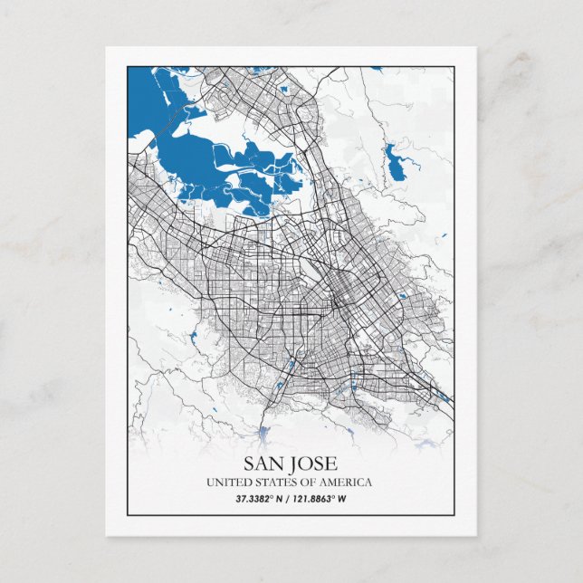 Postale Carte de la ville de San Jose Californie États-Uni (Devant)