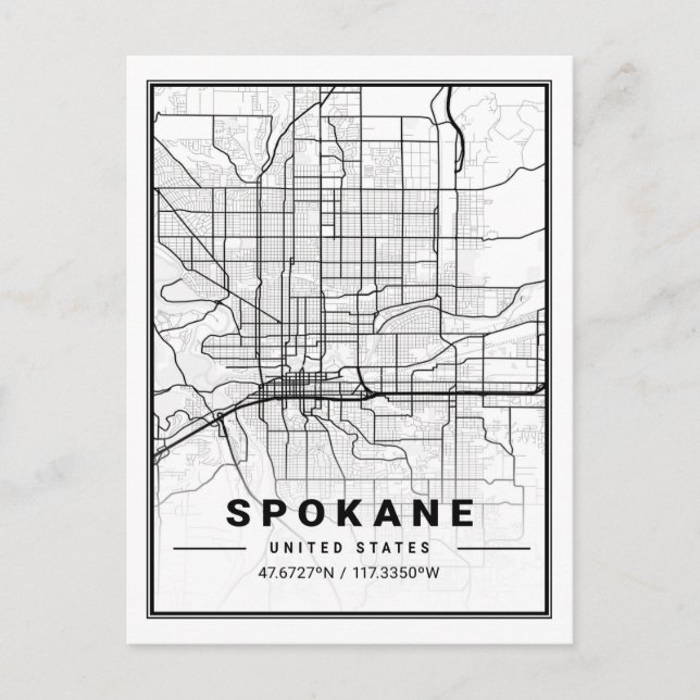 Postale Carte de la ville de voyage de Spokane Washington (Devant)