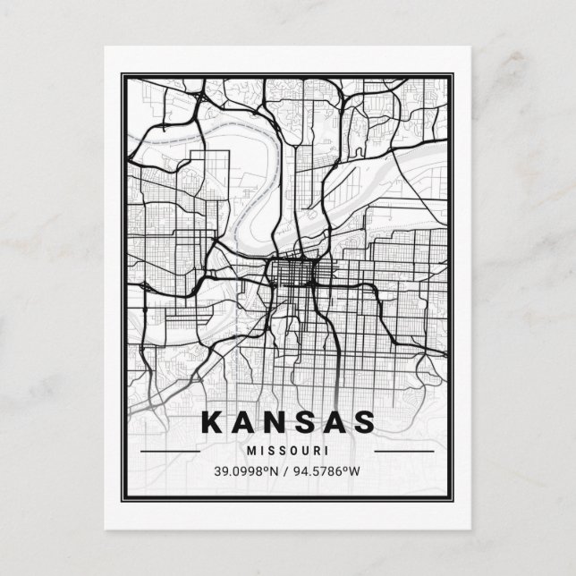 Postale Carte de la ville touristique du Kansas Missouri U (Devant)