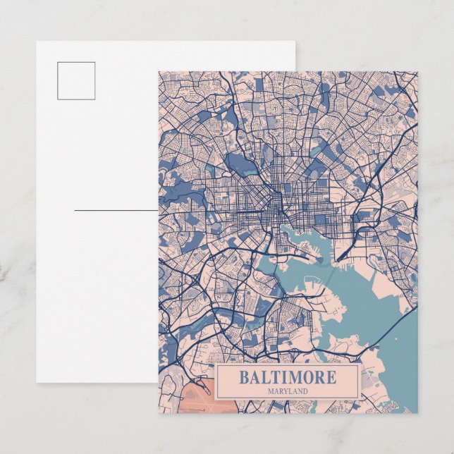 Postale Carte de la ville venteuse de Baltimore Maryland É (Devant / Derrière)