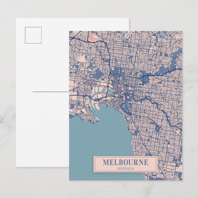 Postale Carte de la ville venteuse de Melbourne Australie  (Devant / Derrière)