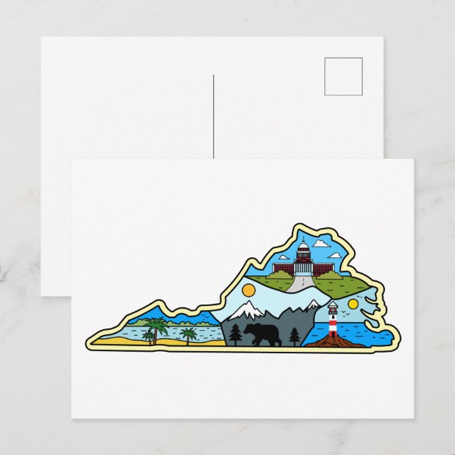 Postale Carte de la Virginie Chesapeake Charlottesville Ly (Devant / Derrière)