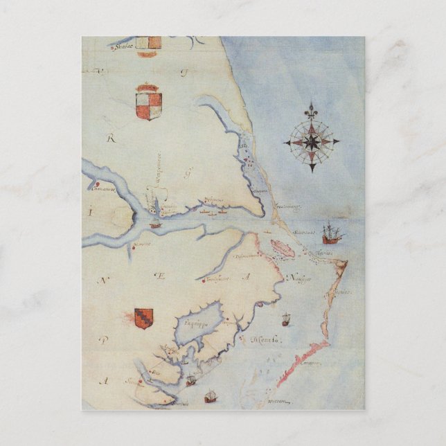 Postale Carte de la Virginie de Raleigh (Devant)
