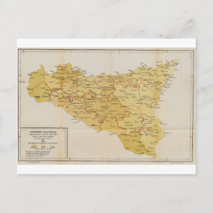 Postale Carte de l'activité mafieuse en Sicile Italie 1900