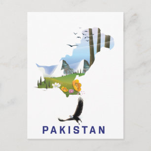 Postale Carte de l'affiche de voyage au Pakistan