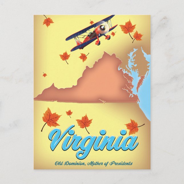 Postale Carte de l'affiche de voyage de Virginia State ret (Devant)