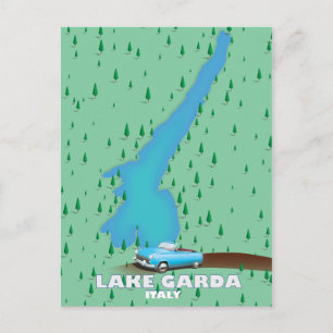 Postale Carte de l'affiche de voyage du lac de Garde Itali