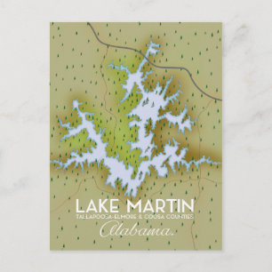 Postale Carte de l'affiche de voyage du lac Martin Alabama