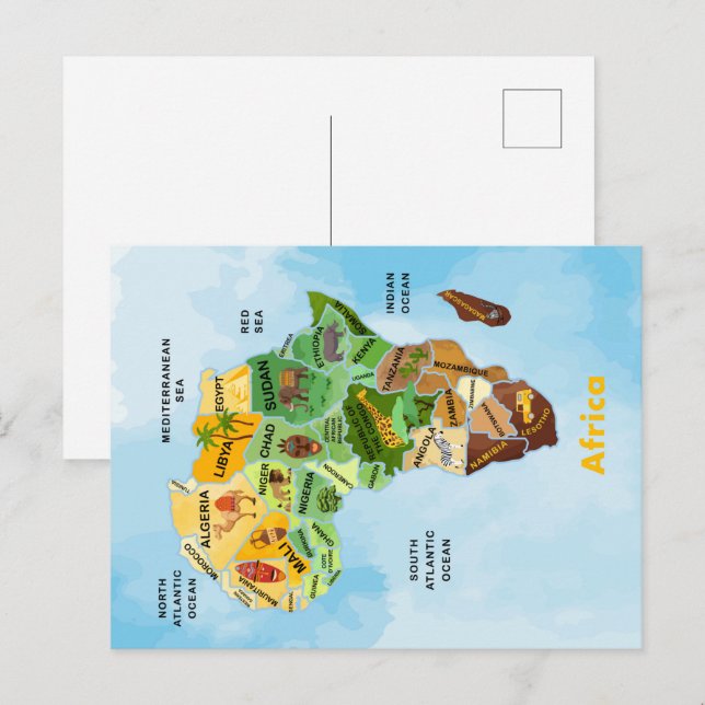 Postale Carte de l'Afrique (Devant / Derrière)