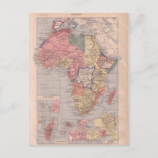 Postale Carte de l'Afrique 1920 (Devant)