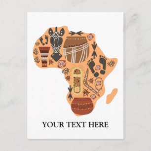 Postale Carte de l'Afrique avec le patrimoine culturel afr