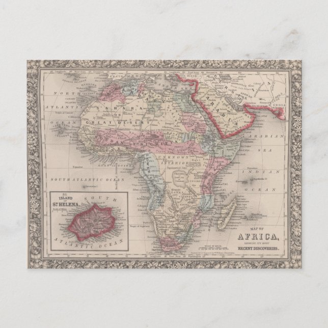 Postale Carte de l'Afrique avec Sainte-Hélène (Devant)