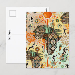 Postale Carte de l'Afrique Motif d'éléments tribaux décora