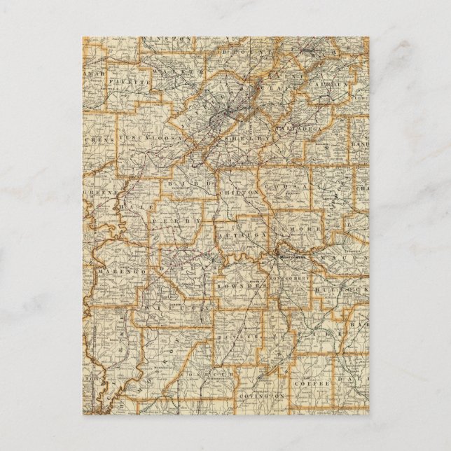 Postale Carte de l'Alabama (Devant)
