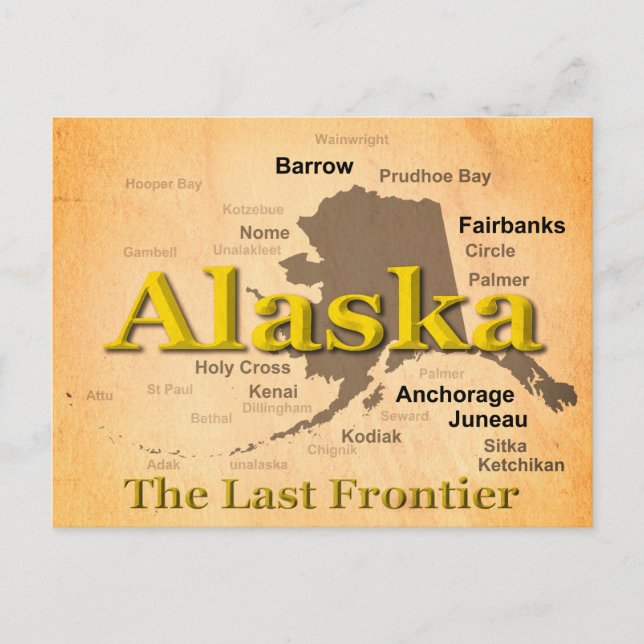 Postale Carte de l'Alaska âgée Silhouette (Devant)
