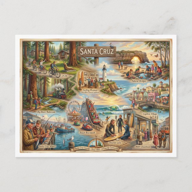 Postale Carte de l'ambiance de Santa Cruz – Impression d'a (Devant)
