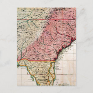 POSTALE CARTE DE L'AMÉRIQUE COLONIALE, 1733