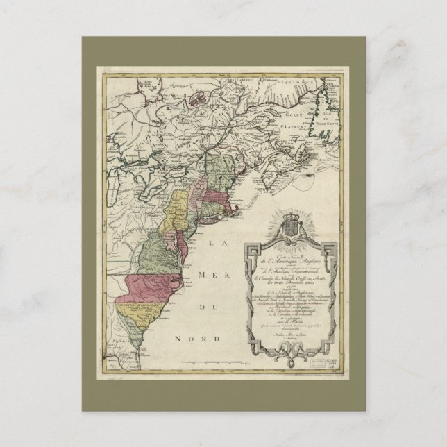 Postale Carte de l'Amérique coloniale par Matthaus Lotter  (Devant)