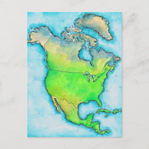 Postale Carte de l'Amérique du Nord