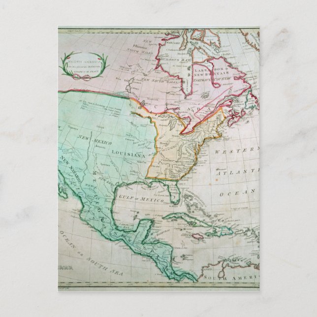 Postale Carte de l'Amérique du Nord (Devant)