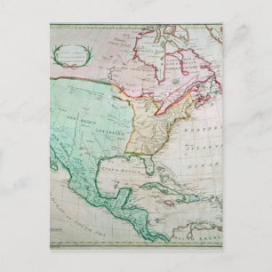 Postale Carte de l'Amérique du Nord