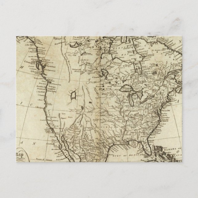 Postale Carte de l'Amérique du Nord (Devant)
