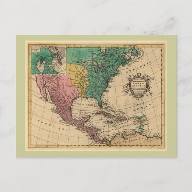 Postale Carte de l'Amérique du Nord 1763 (Devant)