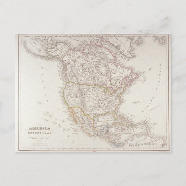 Postale Carte de l'Amérique du Nord 2 (Devant)
